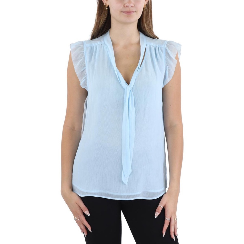 Calvin Klein Sky Blue Tie-Front Blouse